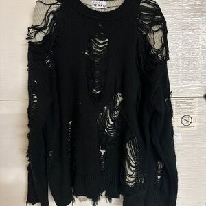 HEWKO Black Distressed Men's Sweater